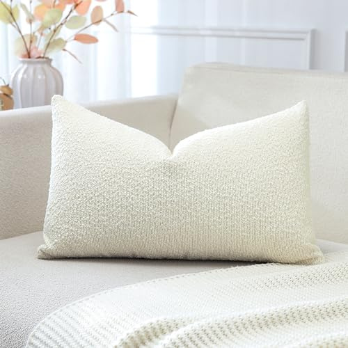 Artscope 1er Set Boucle-Kissenbezügen Einfarbig Wurfkissenbezug Moderne Dekokissen Kissenhülle Set Kissen Fall für Sofa Auto Schlafzimmer Zuhause Dekor 40x60cm, Creme Beige