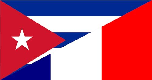 magFlags Bandera Large Cuba and France | Hybrid of File Flag of Cuba | bandera horizontal | 1.35m² | 85x160cm