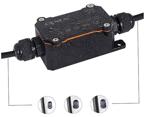 Veemoon Waterproof Ip68 2 Way Cable Wire Connector Junction Box for Outdoor Garden Light with Pg9 4-8mm Diameter Cable Gland Black