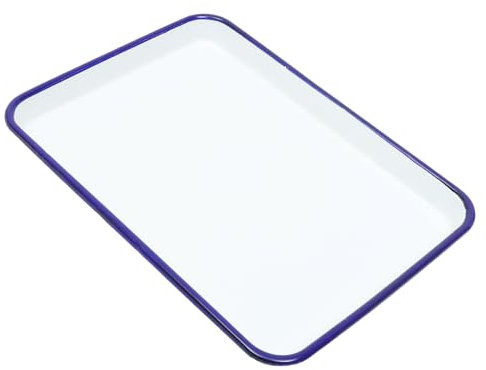 Luxshiny White Enamel Sheet Pan, Rectangular Serving Tray & Baking Roasting Pan, Vintage Oven Tray for Home & Camping