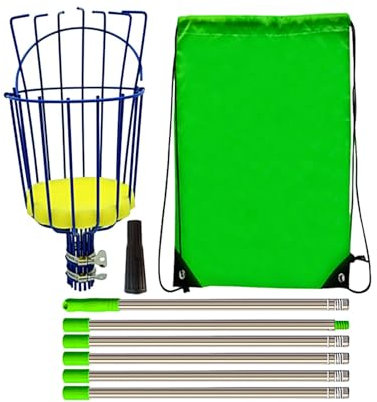 Obstsammler mit Teleskopkorb, Obstsammler mit Korb, Obstsammler, Apfelsammler, Orange, Stange mit Teleskopgriff, Rostfreie Obstsammelstange aus