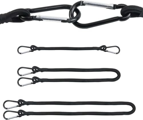 Qcdou Spanngummi mit Karabiner, 6 Stück Spanngurte mit Haken, 1 * 30 cm, 1 * 60 cm, 1 * 20cm Expander mit Karabiner, Starker Gepäckspanner, Gummispanner mit Haken für Gepäck, für Camping mehr(B)