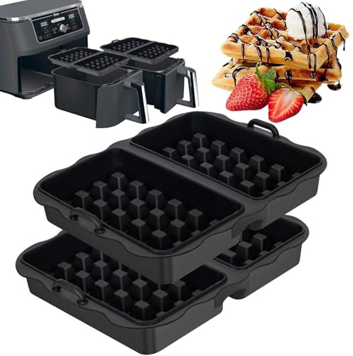 2 Stück Waffelform für Ninja Heißluftfritteuse, Ninja Heißluftfritteuse Zubehör, Doppelt Backschaleneinsatz aus Silikon, Waffelform für Airfryer Kompatibel mit Ninja AF300EU, AF451EU, SL400EU, AF500DE