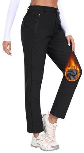 MoFiz Pantaloni Sci Donna Pantaloni Termici Trekking Impermeabili Pantaloni Invernali Nero-B XL