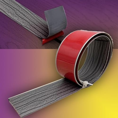 QSPNVFB Teppichkantenleiste Gummi Übergangsleiste Selbstklebend Fußböden Abdeckleisten Zum Verbinden Von Bodenlücken, 5cm Breit Vinyl Übergangsschiene(Dark Grey Stripes,9m(30ft))