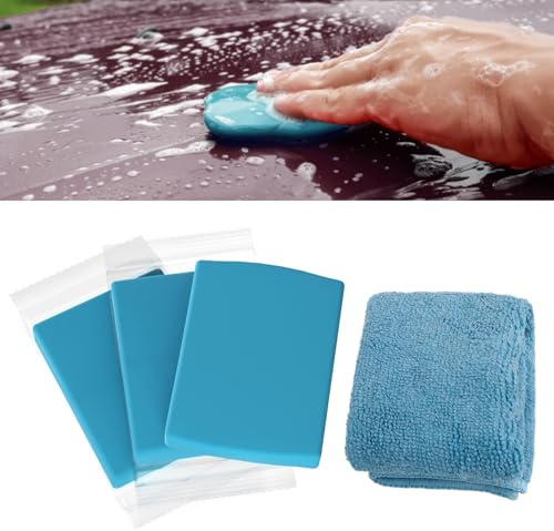3 impasti per la pulizia dell'auto con asciugamano (300 g), plastilina per la pulizia della vernice e della pulizia dei cerchioni, Magic Car Clay Bar per la pulizia dell'auto