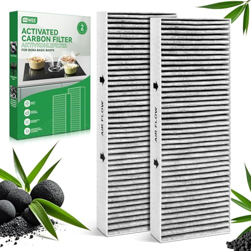 Inwee Filtro per Piani Cottura Bora Basic Hobs, Set di Filtri a Carboni Attivi per Cappe BORA GP4 BHU/BIU/BFIU, Filtri BAKFS (2 Pezzi)