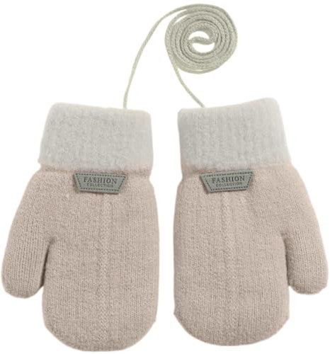 NJCXOLA Baby Handschuhe Fäustlinge Winter, Kinder Warm Strickhandschuh Weich Niedlicher Handschuhe mit Schlüsselband für 0-3 Jahre Mädchen Junge