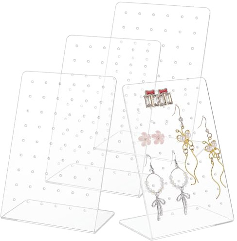 PH PandaHall 4 Stück Ohrringhalter Aus Acryl Organizer 54 Löcher Ohrringe Ohrstecker Schmuck Show Präsentationsständer Aus Kunststoff Für Schmuck Display 6.6x10x15cm