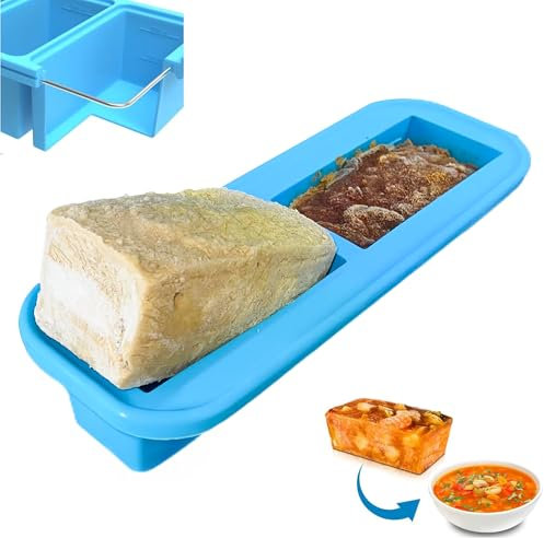Ozwen 1-Cup Large Silicone Soup Freezer Tray with Lid, Easy Meal Prep Thanks to Soup Freezer Food Cube Container, Freezer Mould & Food Storage for Sauce & Broth & Leftover (Small, 1-Pack, Blue)