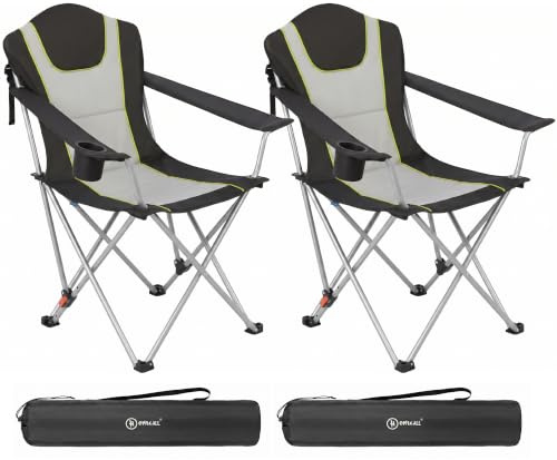 Homecall Campingstuhl Faltbar 150 KG Belastbar Camping Stuhl mit Armlehnen, Becherhalter, Abnehmbares Kissen, Tragetasche - Anglerstuhl Klappstuhl für Outdoors