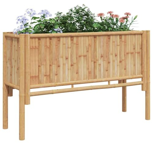 vidaXL Lit surélevé Marron 110 x 35 x 70 cm Bambou, Jardin Moderne, lit surélevé en Bambou, écologique, Parfait pour Planter Dehors, aménager Ton Espace