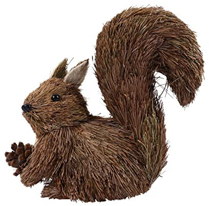 Abaodam Weihnachts Stroh Eichhörnchen Ornament Miniatur Figur Dekoration Desktop Heimdekoration Strohmaterial Lebendig Gefertigt Geschenkidee