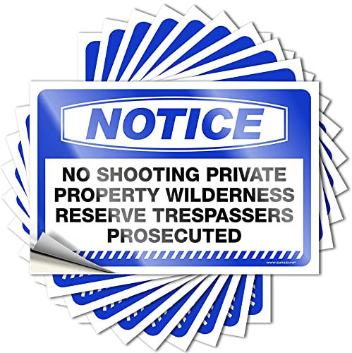 Tool Decal Notice No Shooting Private Property Wildernes Stickers 10 Pcs Funny Signs for Bedroom Tool Box Stickers(12X18CM)