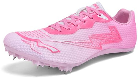 sekiueo Zapatillas De Atletismo con Clavos para Hombre Ligeras para Carreras De Velocidad Saltos Y Niños Y Niñas,Rosado,41 EU