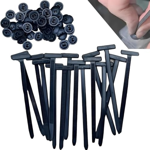 100PCS Nylon Universal Cable Tie Buckle, Heavy Duty Self-Locking Cable Ties Buckle, Multipurpose Black Zip Ties with Pin & Button Design for Quick Fastening, Daily Use Automotive Repair (100Pcs)