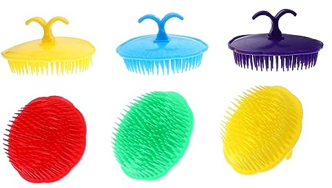 PERSELOSO Cepillo Masajeador Cuero Cabelludo Ligero de Plástico Diseño Ergonómico y Clip de Mano, Adecuado para Lavar el Cabello y Promover Crecimiento Natural, Pack de 12 Color Aleatorio
