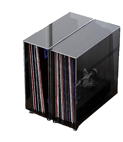 CD-förvaringsställ Vinylskivhållare, skivförvaringslåda for stationär skiva med fötter i rostfritt stål, kub for lagring av skivor i akryl med stor kapacitet Förvaringshållare för vinylskivor