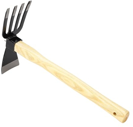 Annadue Racconciatura Giardino a Mano e Coltivatore con Manico, Giardino Coltivatore a Mano Rastrello Utensile a Zappa, Scavatore di Giardinaggio