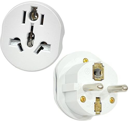 Pack de 2 Adaptador Universal de Enchufe EU a UK, 250V/16A, Color Blanco, Compatible con Viajes y Hogar 51CH095
