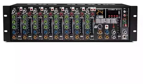 Rack Mount Au-dio Mixer Professional 9-Input Preamplifiers with 48V Phantom Power Rack-Mountable Mic/Line Mixer Preamplifiers for Studios, Concerts