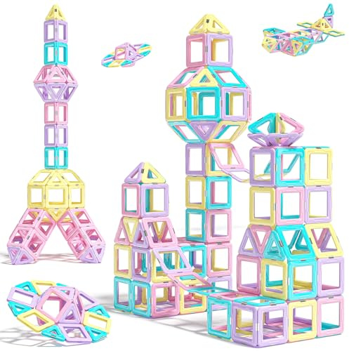 Mauikay Magnetische Bausteine Kinderspielzeug 42 Teile STEM Magnetbausteine Bauspielzeug Magnet Spielzeug für Kleinkind und Kinder Montessori Lernspielzeug Geschenke für 3-8 Jungen und Mädchen