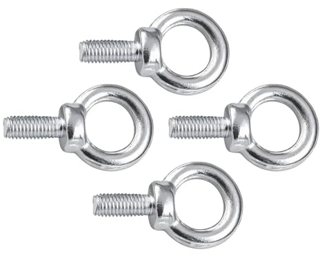 MOUMOUTEN 4 Piezas Perno de Ojo de Acero Galvanizado M10x50mm | Pernos de Ojo de Hombro Uso Interior y Exterior para Elevación, Suspensión