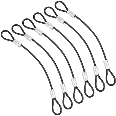 GORGECRAFT 6 Cable de Acero Revestido con Bucles Cable de Seguridad Alambre de 127mm Negro Flexible de Acero Al Carbono Cadena Cuerdas de Seguridad Jardín Puertas Vallas Portones Barandillas Equipaje