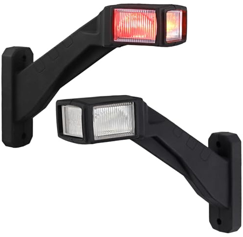 Justech 2x Feux de Gabarit Latéraux LED, Lumière de Position 6 LED Homologuée E-Mark, IP65 Étanche, Feux Latéraux à 3 Couleurs Haute Luminosité pour Camions/Remorques/Camping-Cars 10V-30V