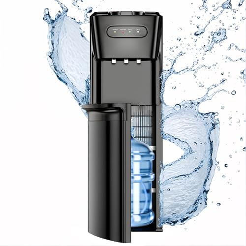 Manastin Bottom Loading Water Cooler Dispenser，3 Temperature Settings - Hot, Cold & Room, Empty Bottle Indicator, Child Safety Lock, Ideal for Office, Home, Living Room, Ink Black
