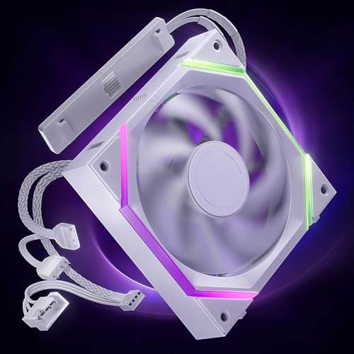 AsiaHorse Nyota Pro 120mm Case Fan, High Airflow PC Fan 120mm, Daisy Chain ARGB PC Case Fan, PWM 2000RPM Quiet Cooling, Forward Blade (Exhaust), White 1-Pack