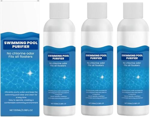 Poolwasser-Reinigungsflüssigkeit, Swimming Pool Purifier, Schwimmbad-Reinigungsmittel für kristallklares Wasser, Für Pools, Wassertank, etc 100ML (3 Stück)