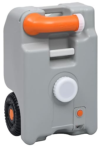 Mangloder Camping-Wassertank mit Rollen 25 Liter Grau für Outdoor, Wandern und Trekking, langlebiger HDPE-PP Behälter mit verstellbarem Griff, großen Auslässen, ideal für Zelt, Schlafsack, Rucksack