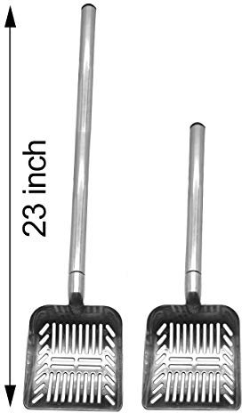 TOYPOPOR Edelstahl Katzenstreuschaufel, 58,4 cm, Teleskop-Schaufel mit langem Griff, perfekte Schaufel für Katzen und Hunde