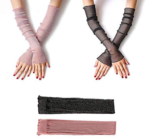 Amasawa 2 Paio Maniche Braccio,Solare Manica Ghiaccio Seta Maniche,Manicotto Del Braccio di Protezione UV,Adatto a Donne in Bicicletta, Golf, Guida