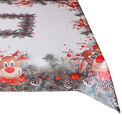 Tischserie 'ELCH MIT ROTER Nase' hochwertiges Druck-Motiv - Eyecatcher im Winter und zu Weihnachten (110 x 160 cm)