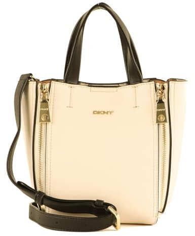 DKNY Leder Umhängetasche Handtasche Zoey NS Tote Ivory Multi weiß