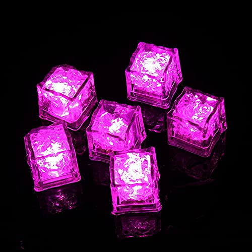 Ulalaza Wasserdichter LED-Eiswürfel für Getränke 12er-Pack Mehrfarben-Blinklicht im Dunkeln LED-Leucht-Eiswürfel für Bar Club Drinking Party Weinhochzeitsdekoration