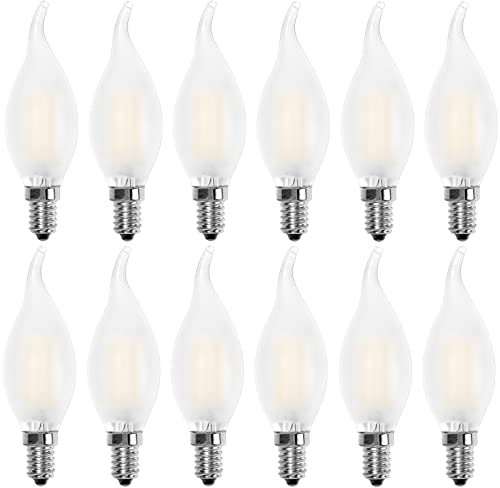 Huoqilin Ampoule LED E14 Flamme,Forme de Bougie,Blanc Chaud 2700K,4W Equivalence Incandescence 40W,400lm, Lot de 12