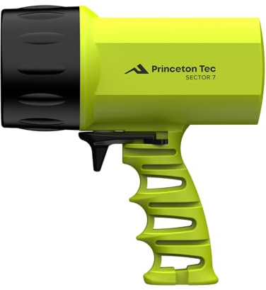 Princeton Tec Sector 7 LED Scuba Dive Spotlight IPX8 Wasserdichtigkeit, Leistungsstarker 1600 Lumen Strahl mit Pistolengriff für Outdoor-Erkundungen oder Unterwassersport, 30 Stunden Lebensdauer,
