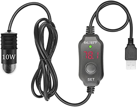YOFOTHS Justerbar mini akvarievärmare 0,5/1/2/3 gallon nedsänkbar liten akvarium värmare 10 W/20 W/30 W digital display termostat extern temperaturkontroll