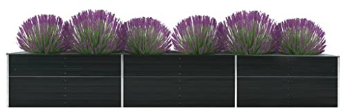 WIFESE Lit SuréLevé De Jardin Acier Galvanisé 480x80x77 Cm Anthracite Jardinieres Exterieur Jardiniere Bois Jardiniere Balcon Carré Potager Bacs ã Fleurs Rectangulaire