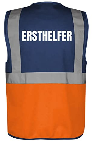 Fassbender-Druck WARNWESTEN - Sicherheitsweste GELB mit Taschen und Reißverschluss nach EN ISO 20471 zertifiziert - Warn Weste für ERSTHELFER - Unisex mit hochwertigem Reflektorstreifen