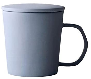QPZK Large Frosted Coffee Mug With Cover, Ceramic Tall Tea Cup Both Hot and Cold Beverage Coffee Cup for Office and Home, Microwave and Dishwasher Safe,Mugs Gift blue
