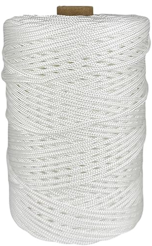 Cordón Ligero de Polipropileno Trenzado Blanco, 3 mm x 200 m. | Flexible y suave para tendederos, camping, toldos y bricolaje; carga de rotura aprox. 130 kg, hecho en España.