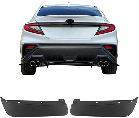 IKON MOTORSPORTS, Rear Bumper Splitters Compatible with 2022-2026 Subaru WRX Sedan 4-Door, Unpainted Black STI Style PP Add On Air Dam Rear Spats Splitter Bumper Canards 2PCS