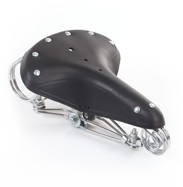 Heimvita Retro Sattel Leder Fahrradsattel gefederter Fahrradsitz Cityradsattel Classic Ledersattel Fahrrad 1890's Aged Rennradsattel Curiser Unisex