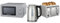 Hamilton Beach Kettle Toaster Microwave Set, Electric Kettle, Toaster 4 Slice, Microwave, Kettle & Toaster Set, Rise, 1.7L Kettle, Wide Slot Toaster, 700W Microwave, Polished, Stainless Steel - HBKTMP