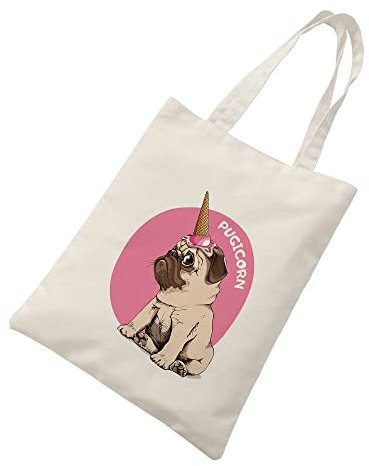 Jutebeutel Einhorn Hund Rosa Tote Bag Baumwolle und Hanf Stoffbeutel Große Kapazität Stofftasche Faltbar Jutetasche Langlebig Baumwolltasche Bedruckt Stoffbeutel zum Bemalen Waschbar 30x40cm/2 Pcs