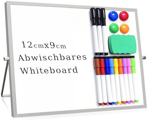 Fabutier Mini Whiteboard, Magnetische kleines Whiteboard mit Stand, Desktop Dry Erase Board für Büro Schule Haus (30 x 23 cm)